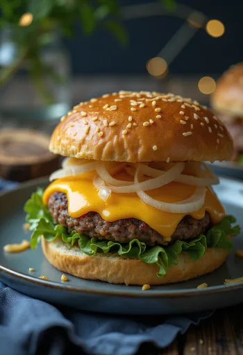 Hamburger s cheddar sirom, sočnom mesnom pljeskavicom i otopljenim cheddar sirom