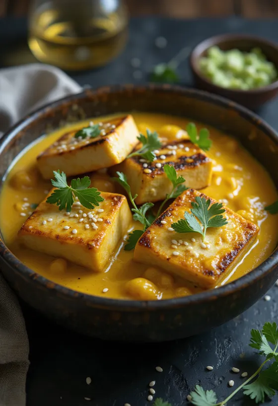 Grilani tofu s tahini curryjem
