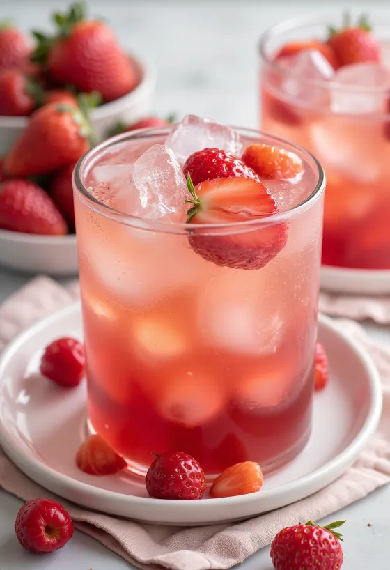 Ledeni cider od jagoda poslužen u čaši