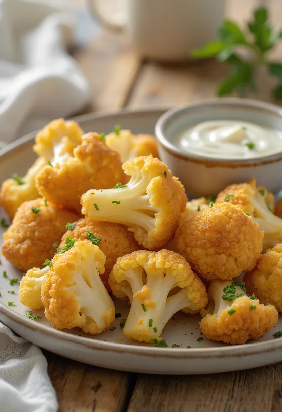 Pohana cvjetača pečena do zlatno smeđe boje, servirana u hrskavoj panadi