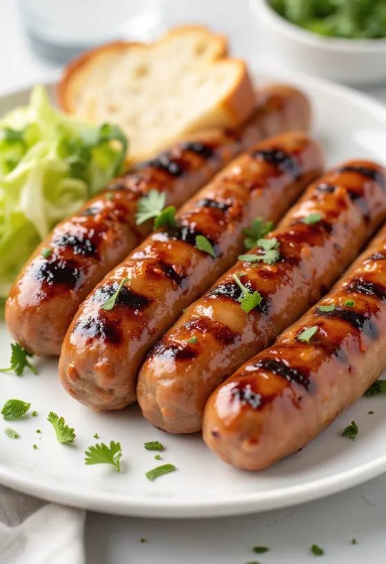 BBQ pečene sojine hrenovke servirane