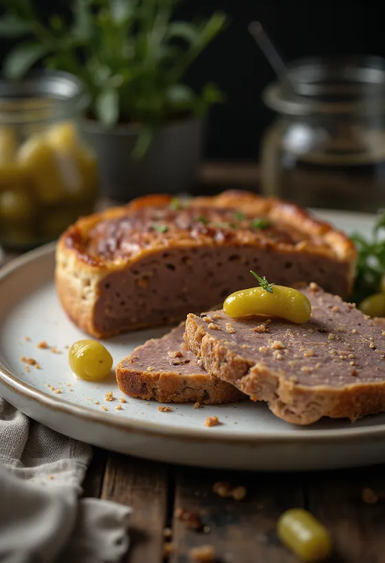 Gâteau de foie poslužen s prepečenim kruhom