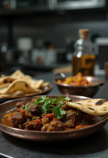 Bhuna govedina s češnjakom, poslužena sa svježim korijanderom