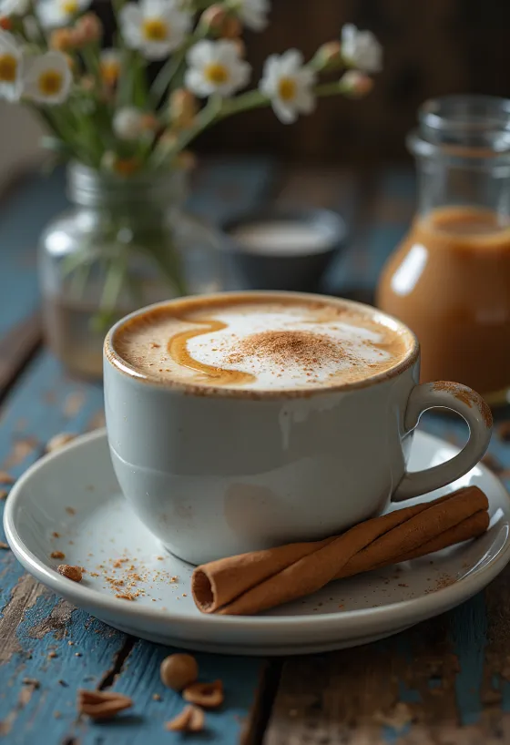 Karamell chai latte poslužen u čaši