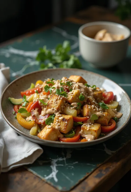 Grilani tofu wok s tahinijem