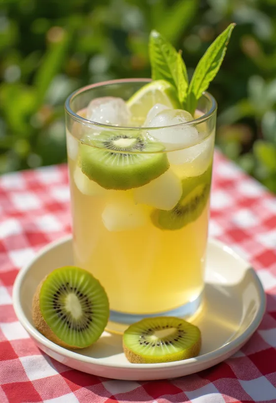 Ledeni cider s kivijem svježe poslužen