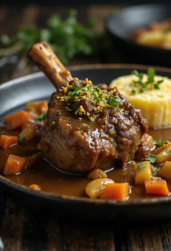 Osso buco s gremolatom poslužen s rižotom