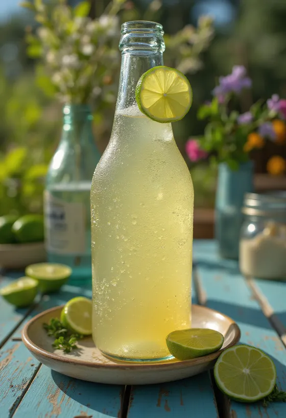 Meksički cider s limetom u čaši s kriškama limete