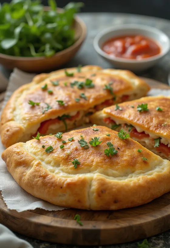 Svježe pečeni Calzone sa začinskim biljem