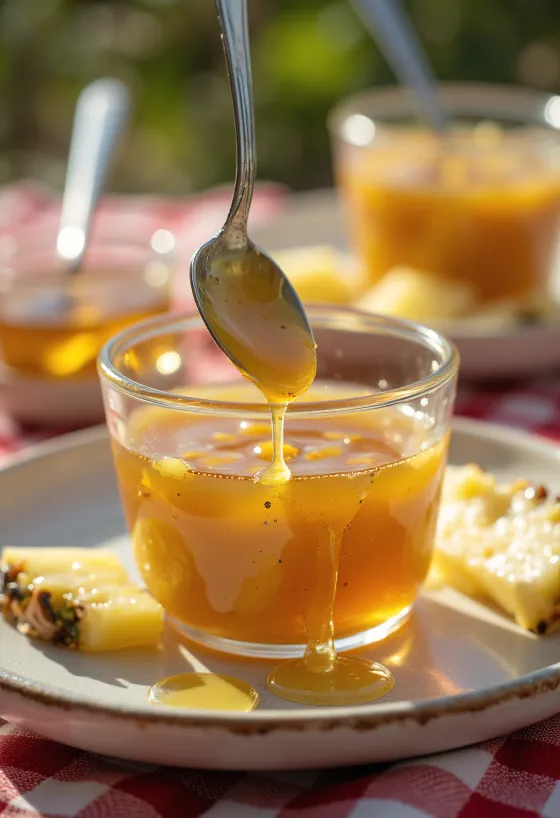 Gusta glazura od ananasa i meda u zdjelici