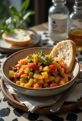 Chakalaka s češnjakom servirana