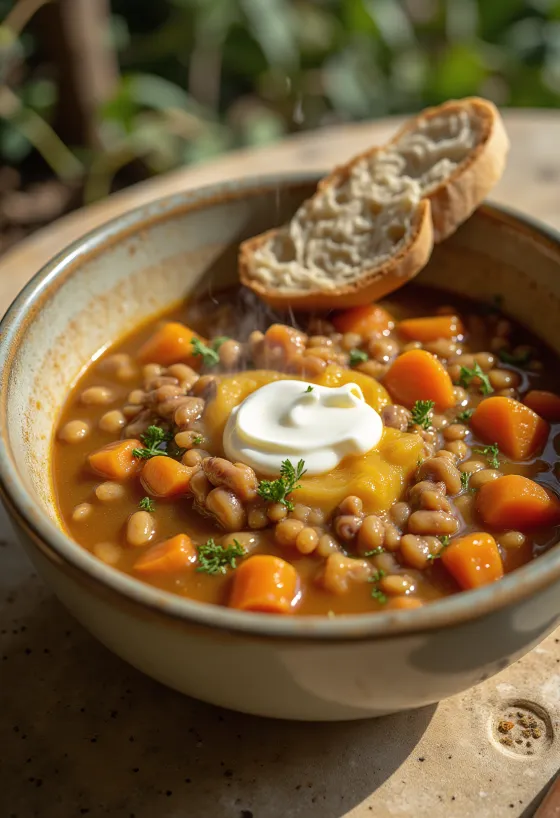 Gusto varivo od leće s kiselim vrhnjem