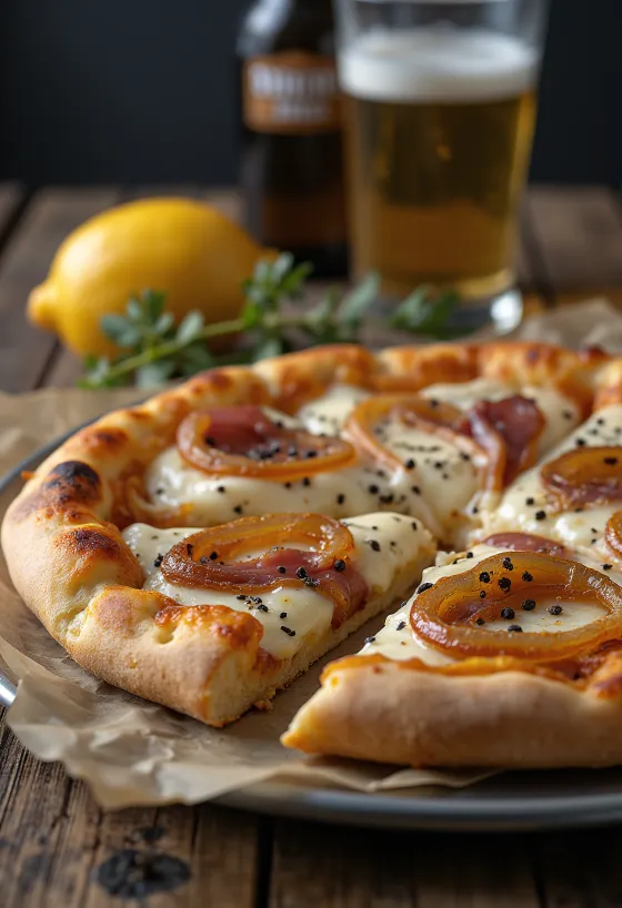 Pizza Alsacienne s kiselim vrhnjem, lukom i slaninom
