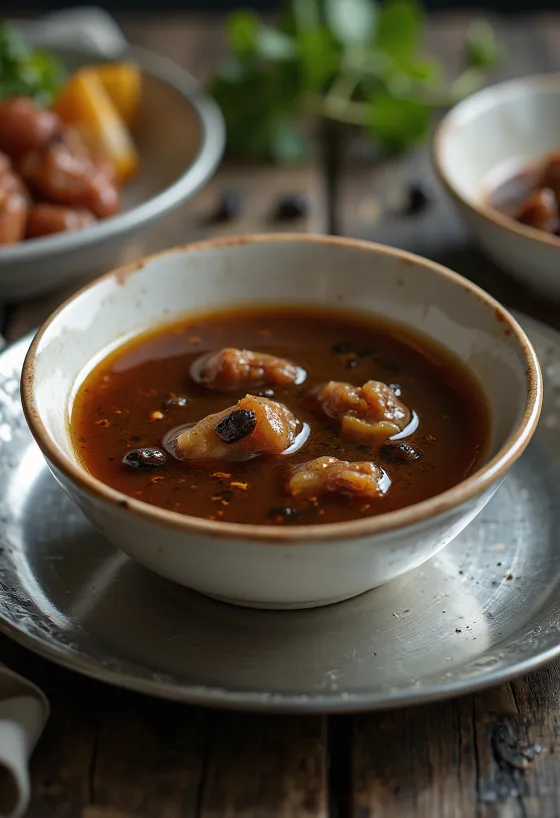 Tamni adobo umak u zdjelici