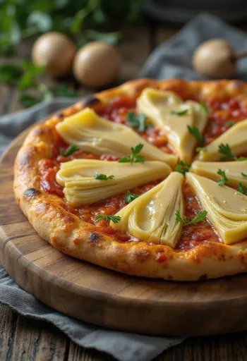 Pizza ai Carciofini poslužena s artičokama