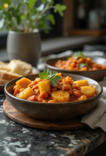 Rogan Josh s povrćem, poslužen u začinjenom umaku