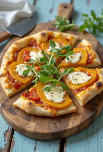 Pizza s bundevom i veganskim sirom servirana