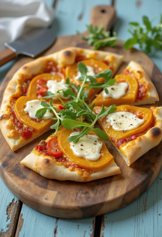 Pizza s bundevom i veganskim sirom servirana