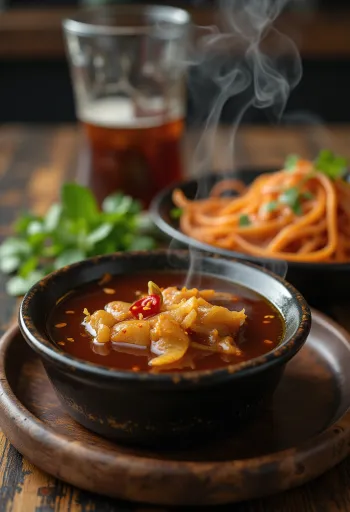 Karamelizirani riblji umak serviran uz pečenu ribu