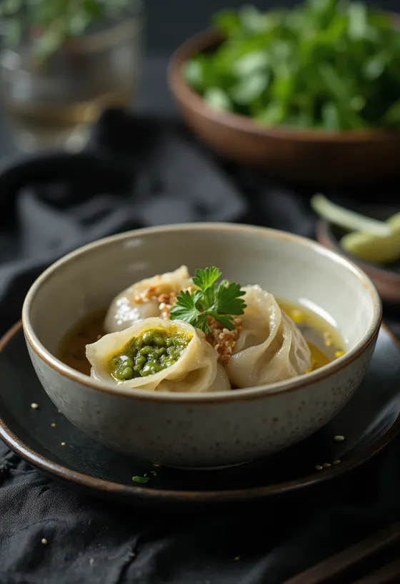 Bánh bột lọc u veganskoj verziji, poslužen sa svježom metvicom