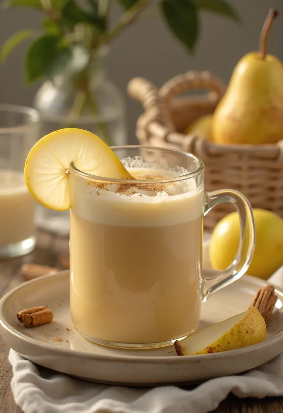 Kremasti cider od kruške poslužen u čaši