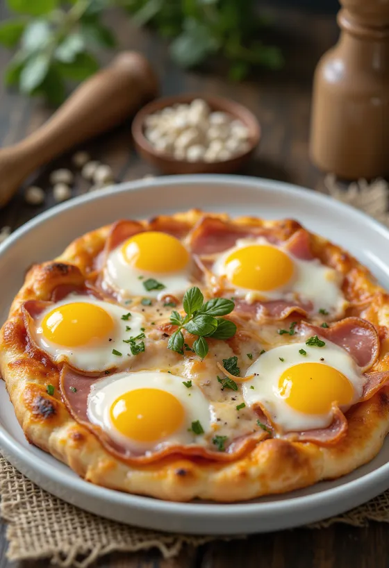 Pizza Bismark s jajima i šunkom