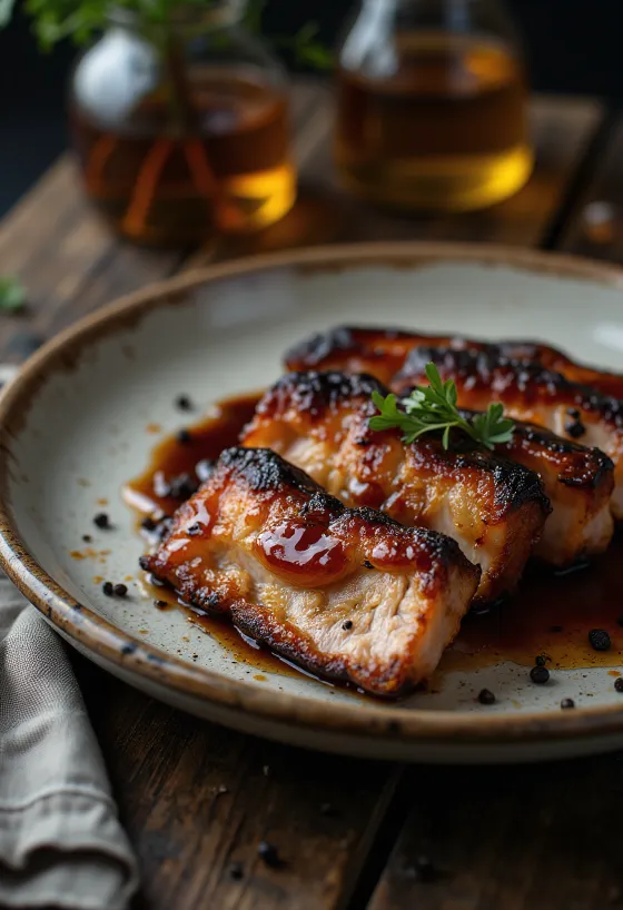 BBQ grilana carska slanina poslužena na tanjuru