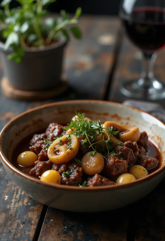 Boeuf Bourguignon serviran s pire krumpirom