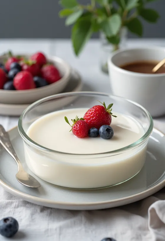 Panna cotta bez šećera poslužena