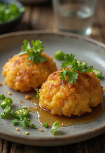 Svježe pripremljena Aama Vada, s hrskavim i začinjenim kuglicama od leće