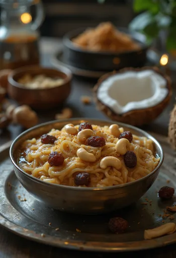 Ada Pradhaman, poslužen s kokosovim mlijekom i ružinom vodicom