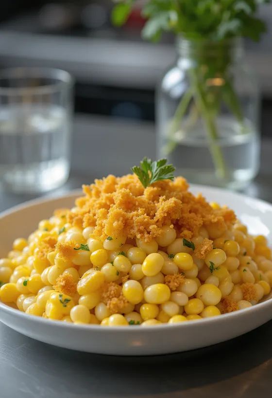 Elote poslužen s prženim kukuruzom, cheddar sirom i kriškama limete