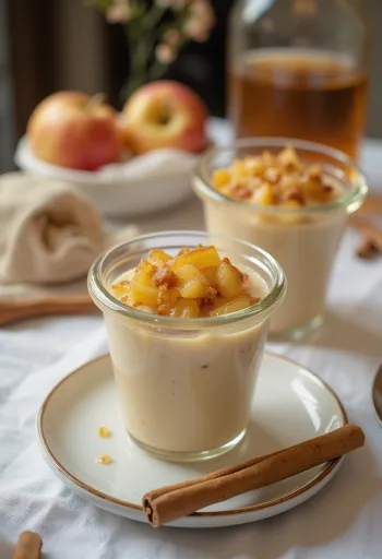 Panna cotta s cimetom i jabukama u čaši