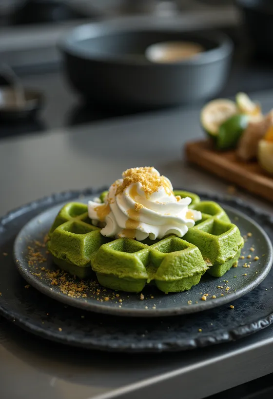 Japanski matcha vafli posluženi