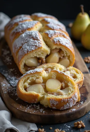 Kriške Stollena s kruškom servirane