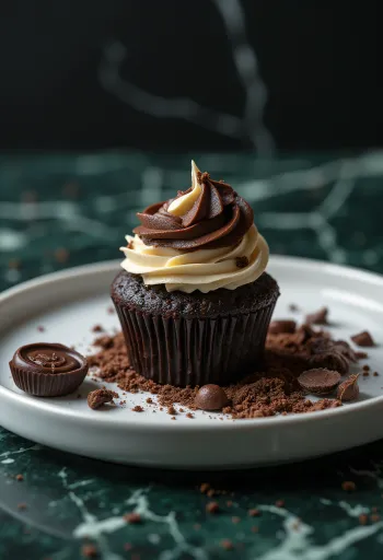 Cupcake s čokoladom i listićem mente