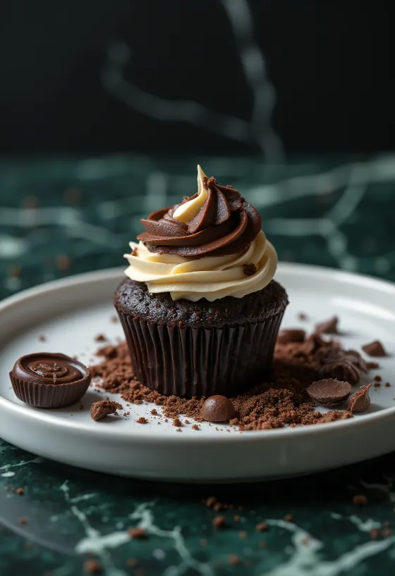 Cupcake s čokoladom i listićem mente