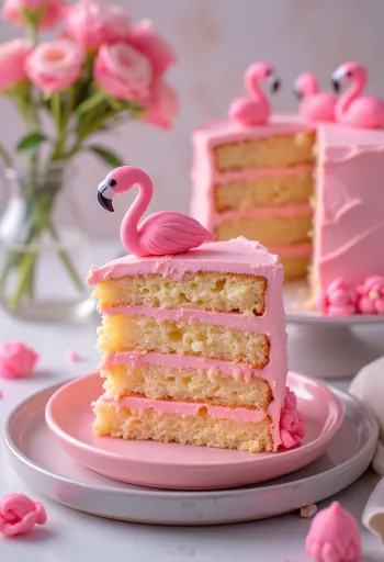 Flamingo torta s ružičastim i zlatnim ukrasima