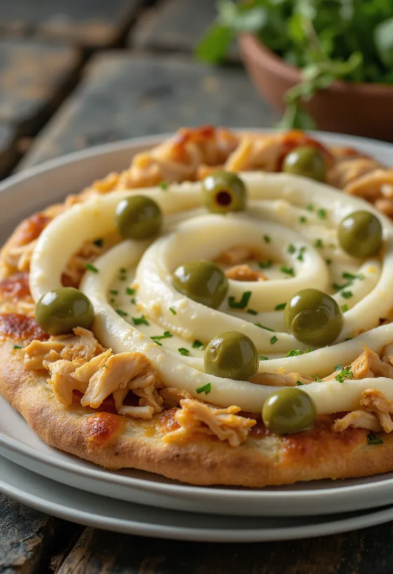 Pizza de Frango com Catupiry s pilećim prsima i krem sirom