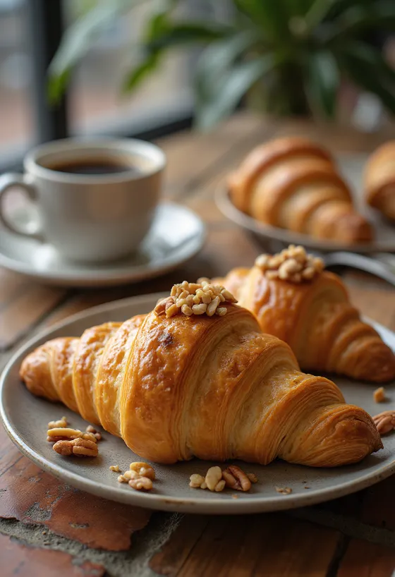 Posluženi croissant s brazilskim oraščićima