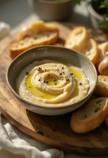 Prebiotički pire od čičoke poslužen glatke, kremaste teksture