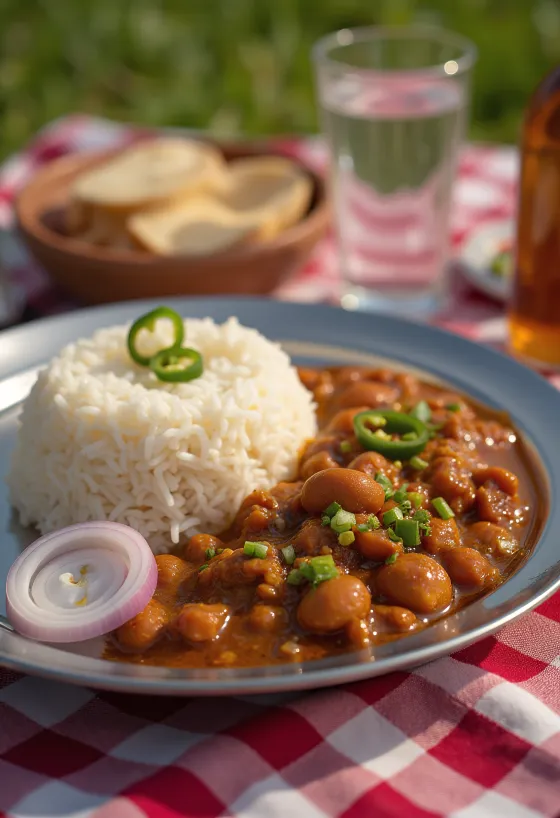 Rajma chawal, indijski curry od crvenog graha poslužen s basmati rižom u zdjeli