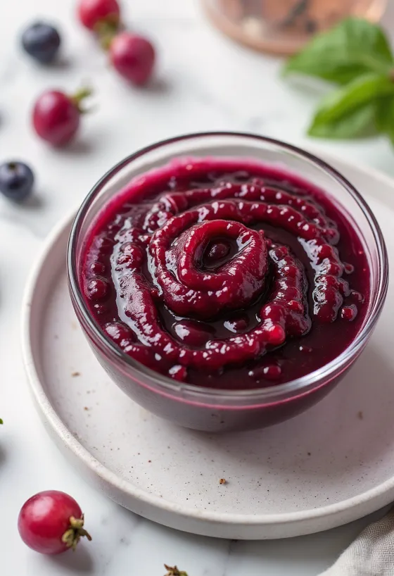 Umak od šipka s crnim vinom u zdjelici, ukrašen svježim ružmarinom