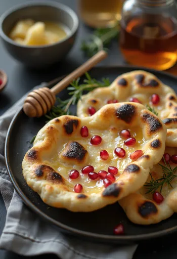 Naan kruh s narom serviran