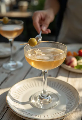 Martini koktel ukrašen maslinom