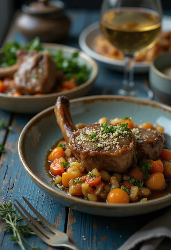 Osso buco teleća koljenica poslužena s gremolatom