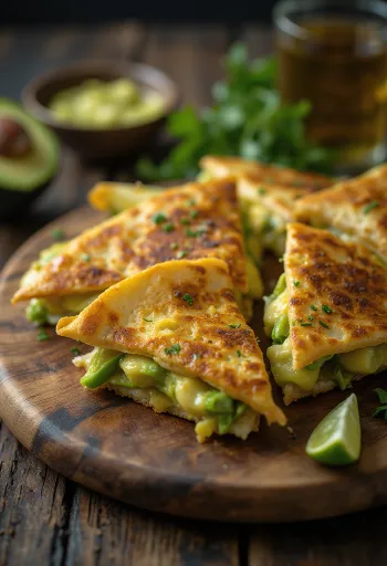 Quesadilla punjena avokadom i topljenim sirom, pečena do hrskavosti