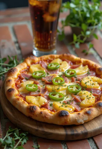 Pikantna Jalapeño Havajska pizza na tanjuru