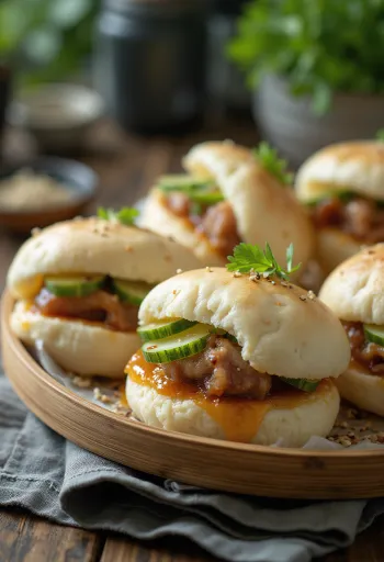 Pork belly buns posluženo
