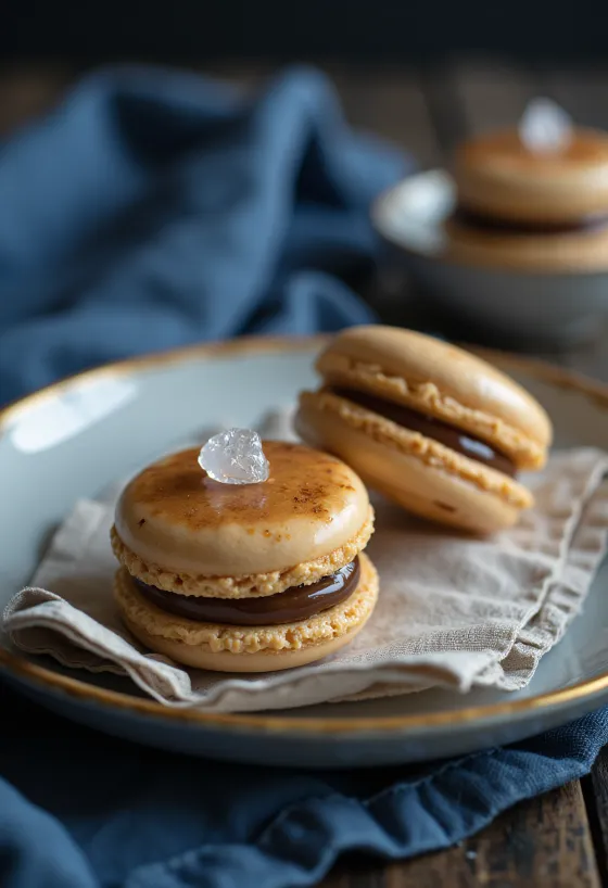 Posluženi macarons sa slanim karamelom